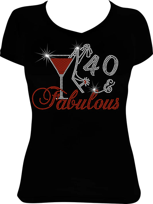 Fabulous at (Any Age) Martini Rhinestone Shirt