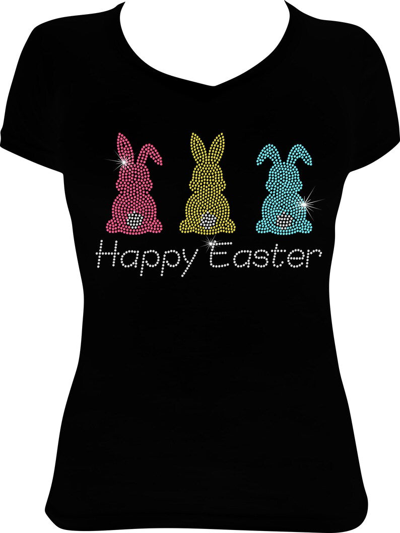 Happy Easter Bunnies Rhinestone Shirt