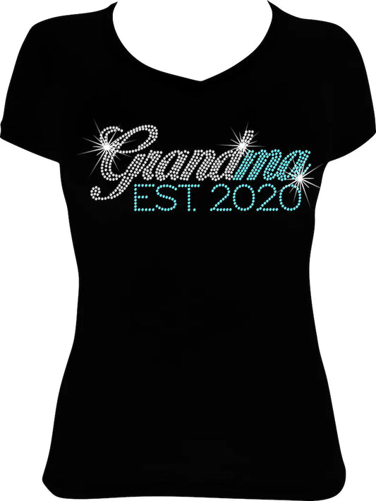 Grandma Est. (Any Year) Rhinestone Shirt