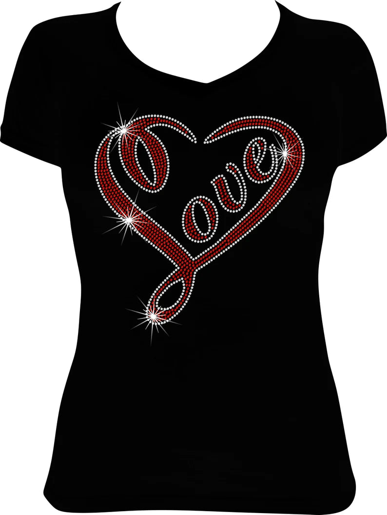 Love Heart Rhinestone Shirt