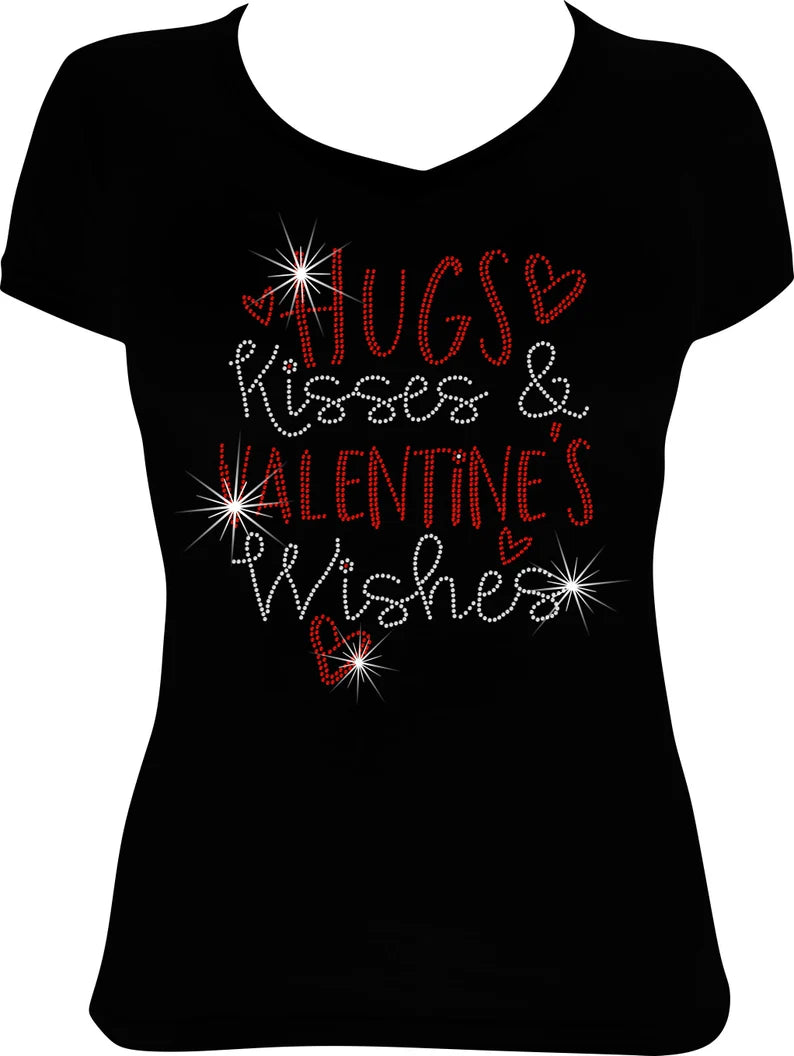 Hugs Kisses and Valentine's Wishes Rhinestone Shirt