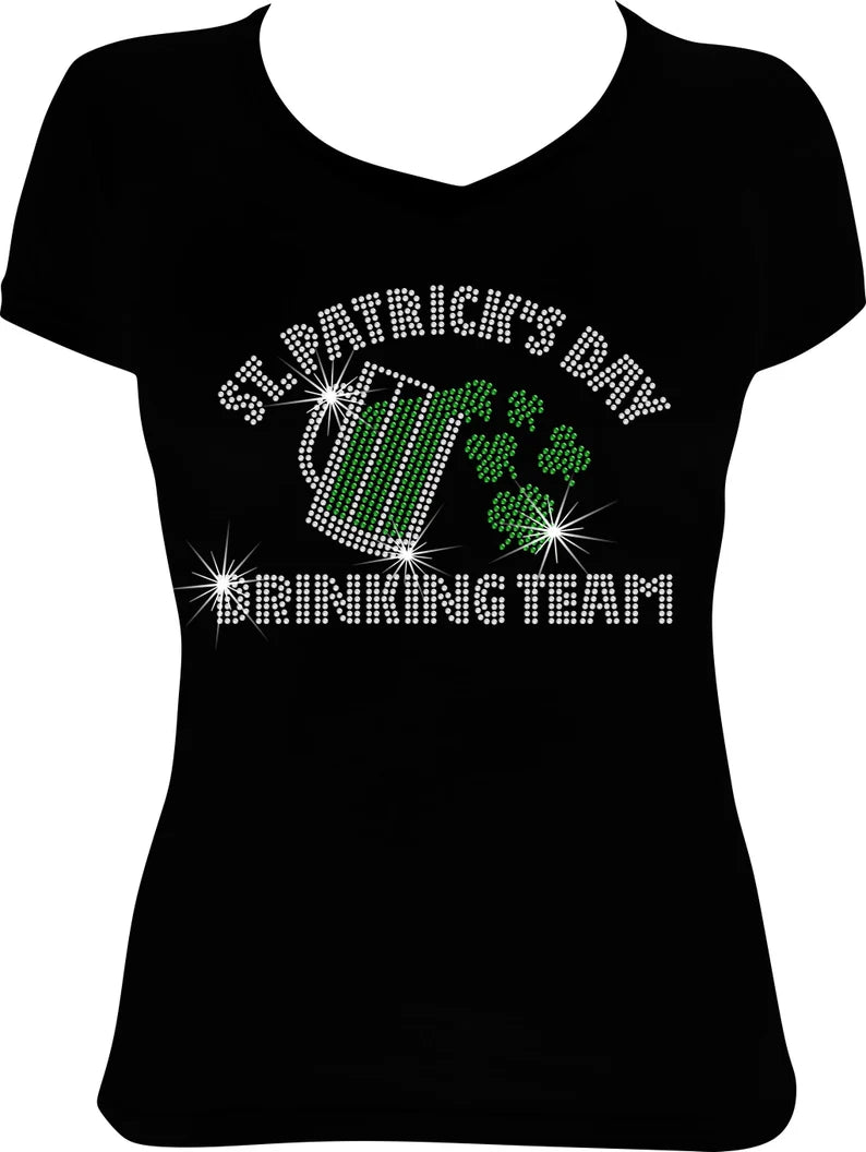 St. Patrick's Day Drinking Team Rhinestone Shirt
