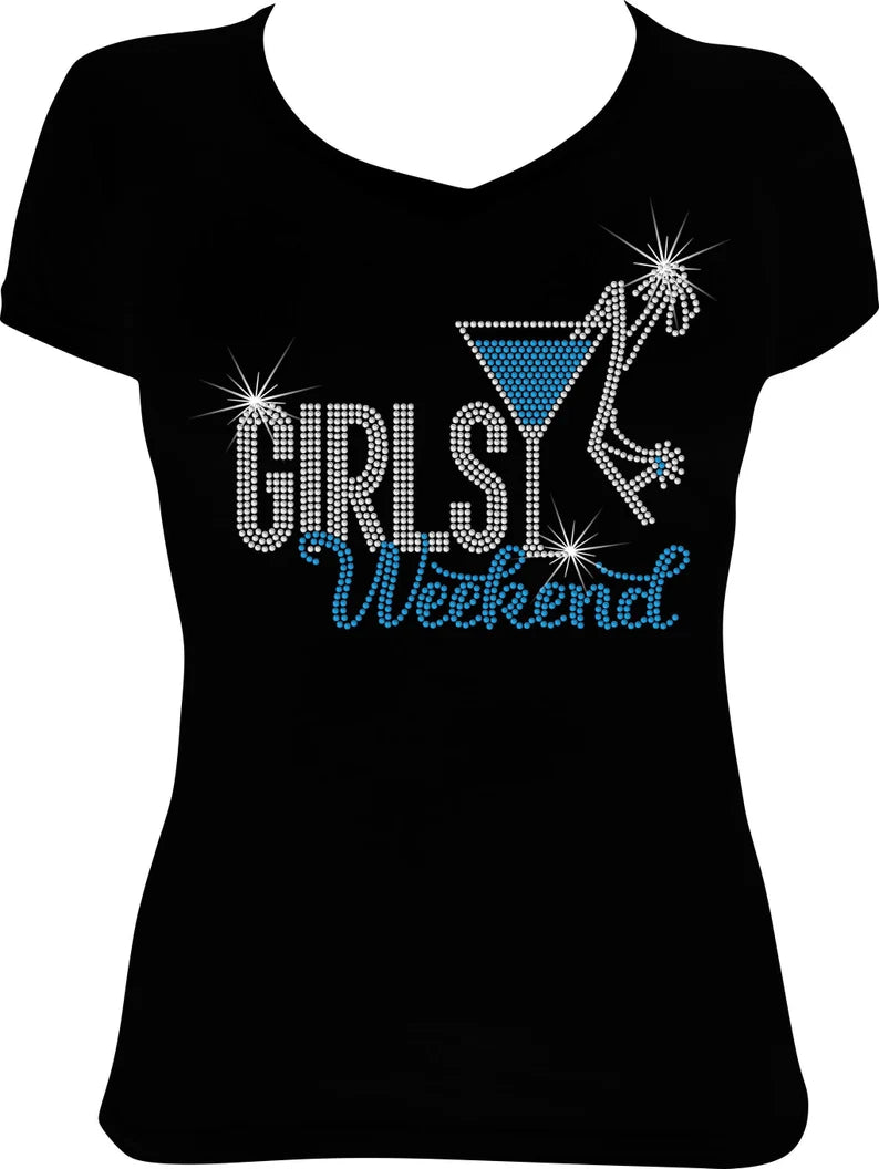 Girls Weekend Martini Rhinestone Shirt