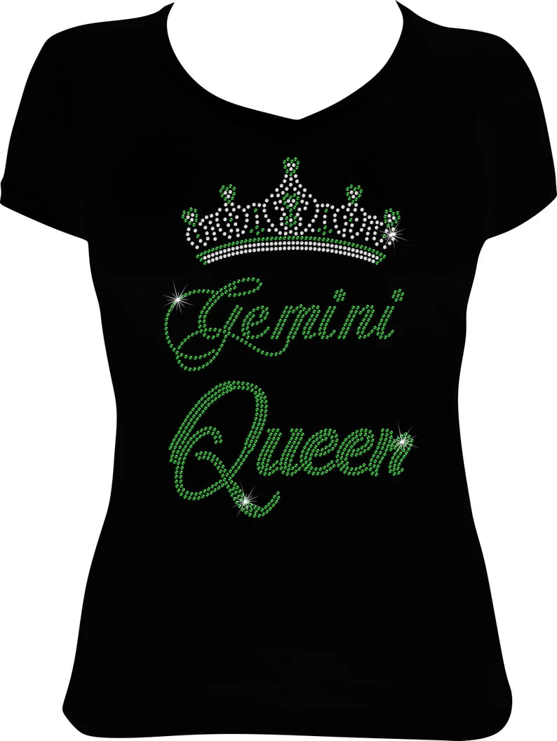 Gemini Queen Crown Rhinestone Shirt