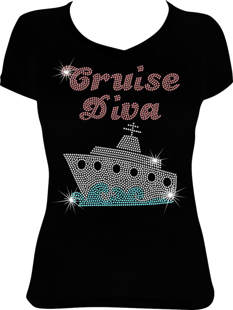Cruise Diva Boat Rhinestone Shirt
