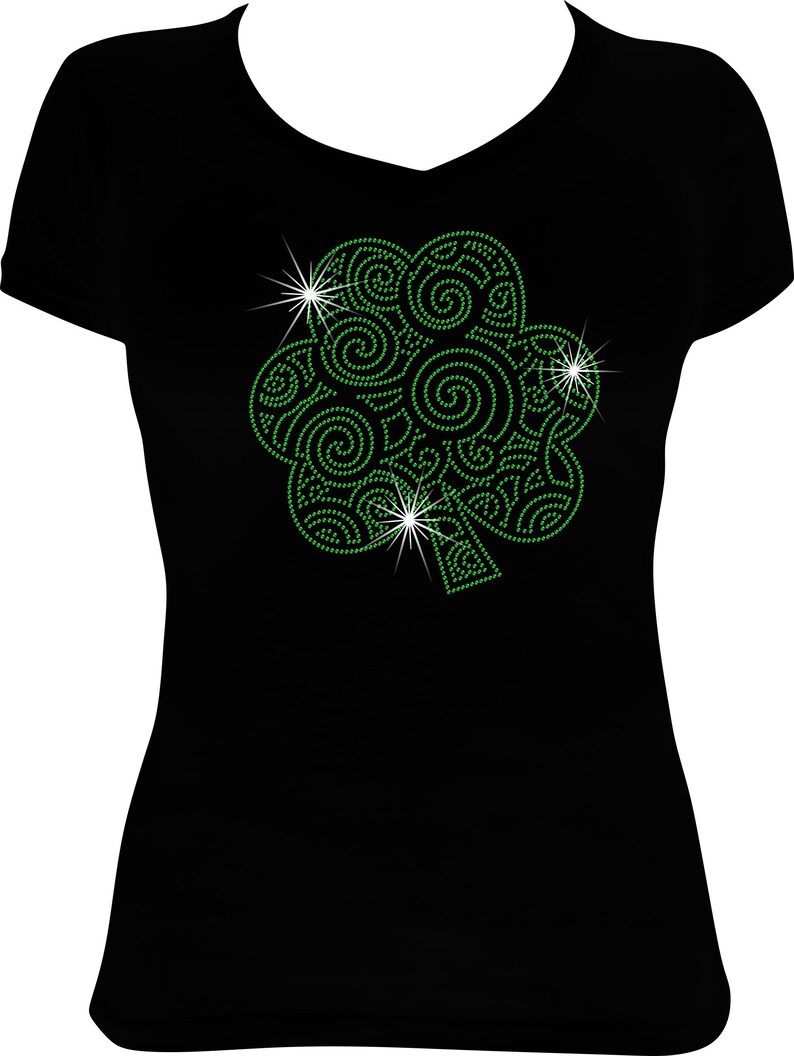 St. Patrick's Day Clover Swirl Rhinestone Shirt