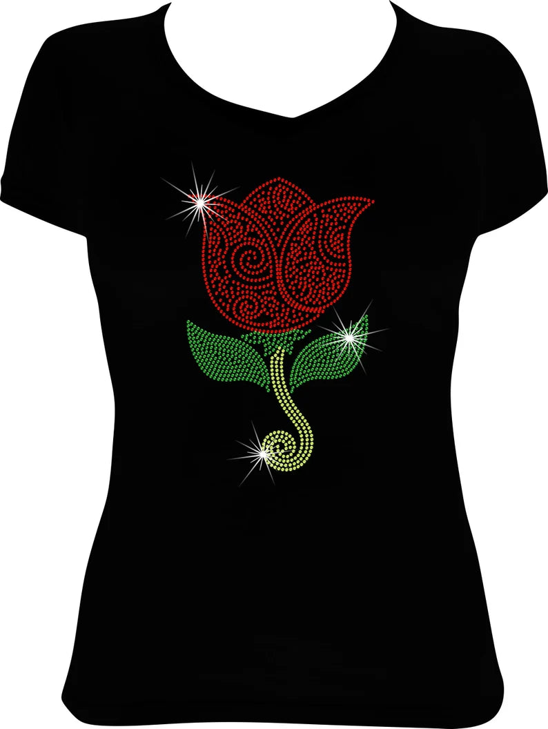 Rose Swirl Rhinestone Shirt