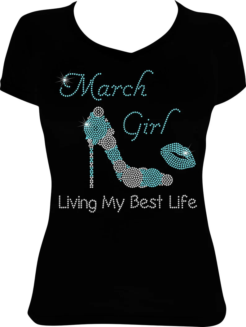 March Girl Living Rhinestone Shirt