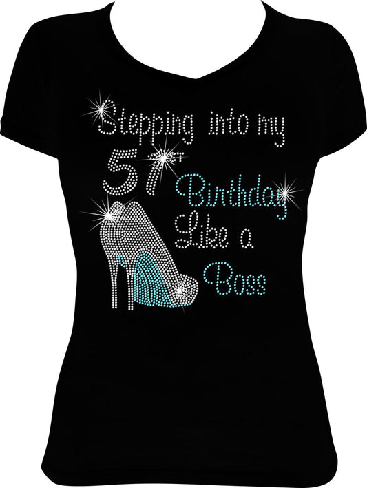 Stepping into My 51st Birthday Like a Boss Shoes Rhinestone Shirt