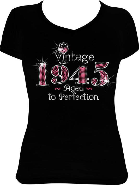 Vintage 1945 Aged to Perfection Rhinestone Shirt