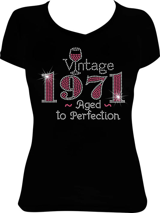 Vintage 1971 Aged to Perfection Rhinestone Shirt