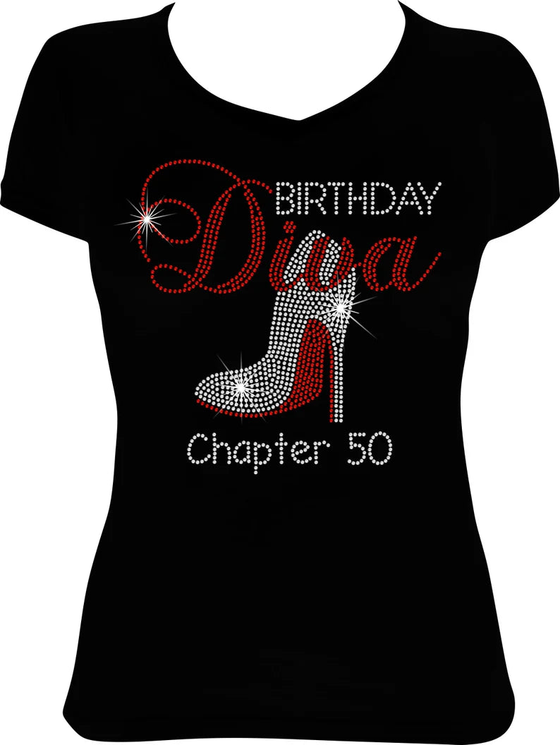 Birthday Diva Shoe Chapter (Any Age) Rhinestone Shirt