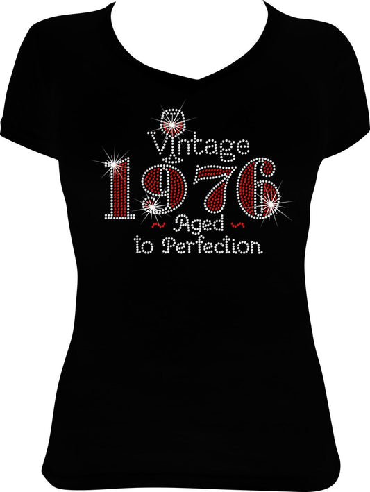 Vintage 1976 Aged to Perfection Rhinestone Shirt