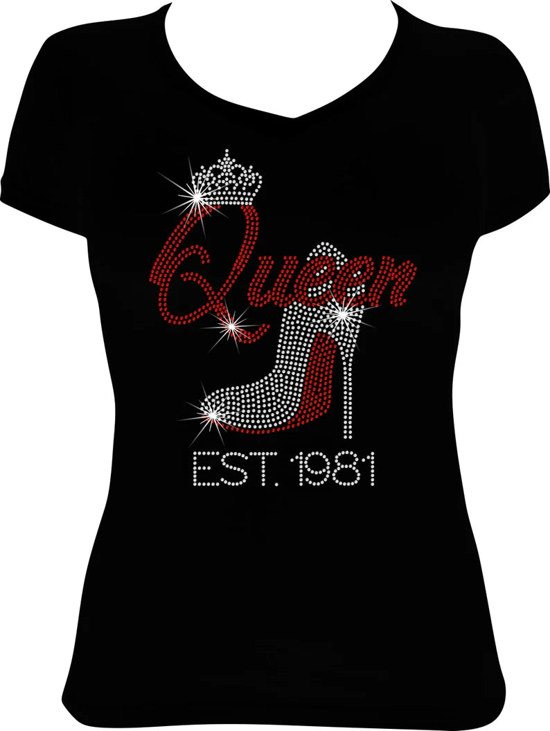 Queen Est. 1981 Shoe Rhinestone Shirt