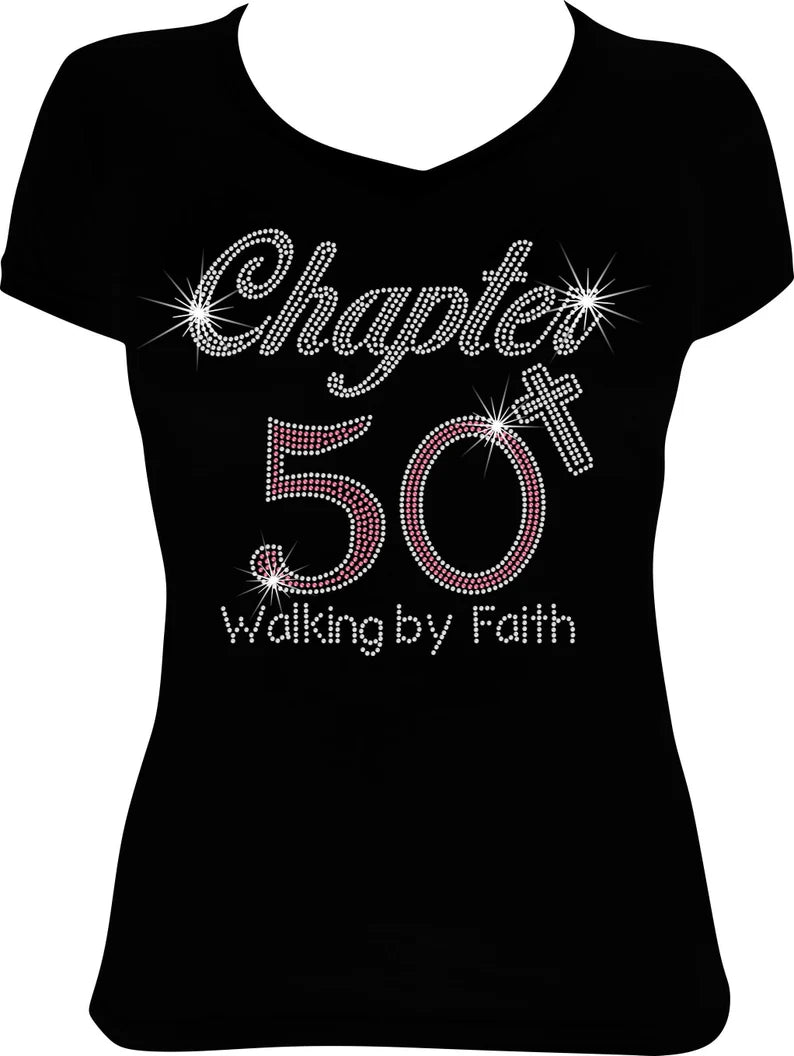 Chapter (Any Age) Walking by Faith Cross Rhinestone Shirt