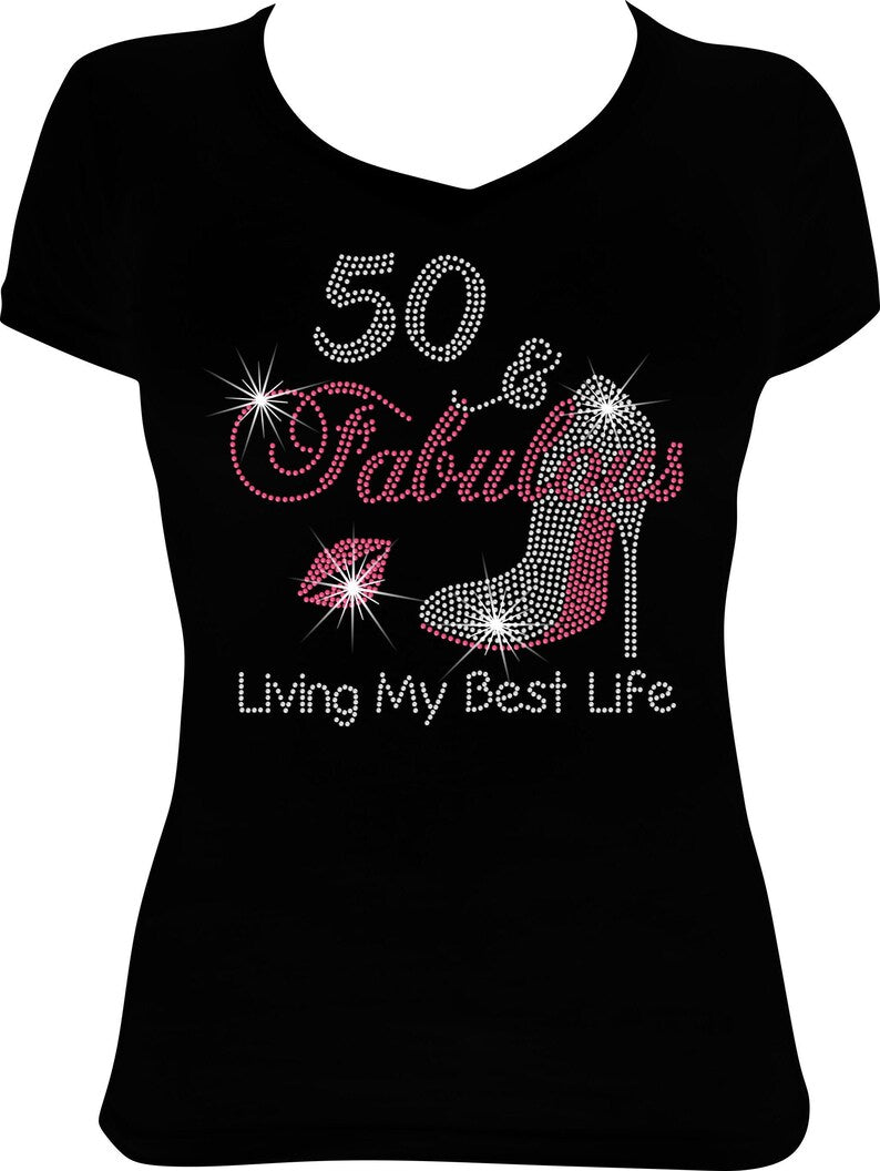 50 and Fabulous Shoe Living Rhinestone Shirt