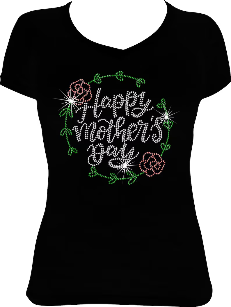 Happy Mother's Day Flowers Rhinestone Shirt
