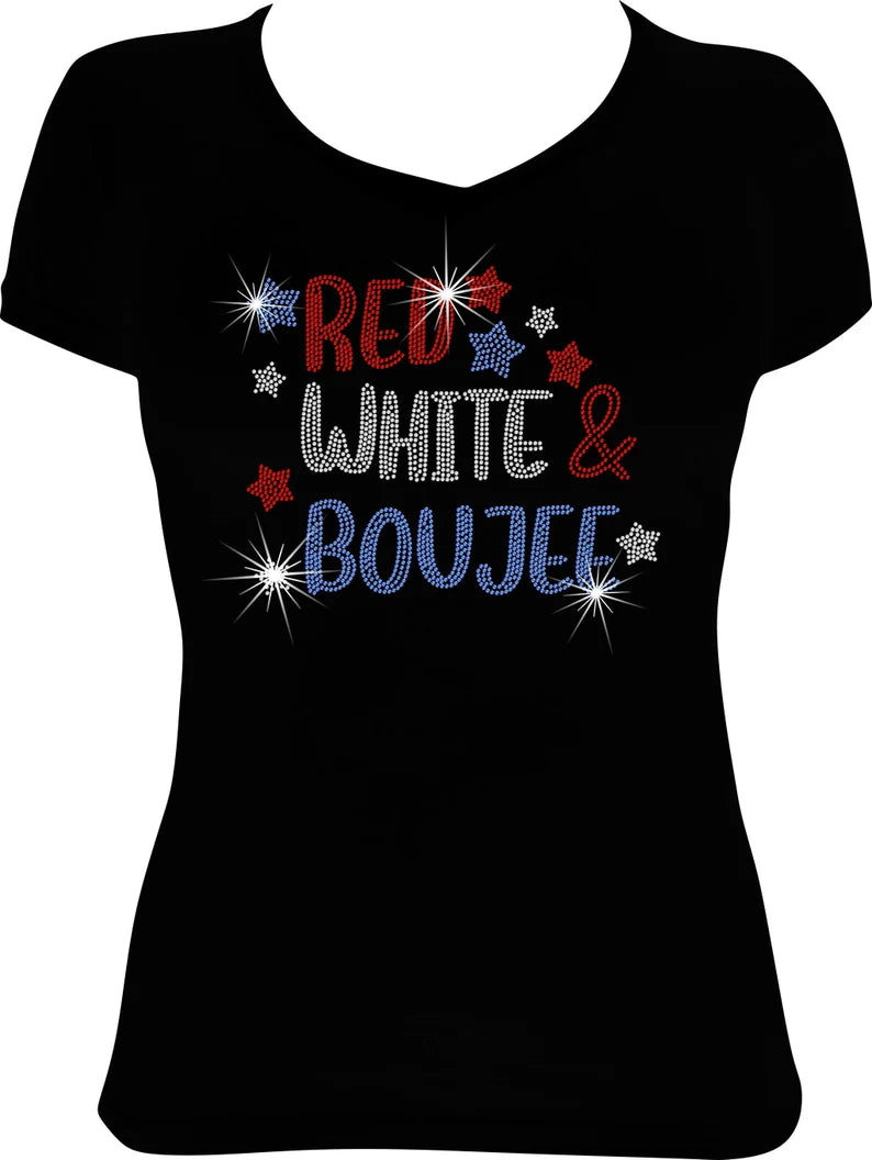 Red White and Boujee Rhinestone Shirt