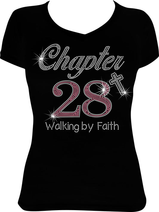 Chapter 28 Walking by Faith Cross Rhinestone Shirt