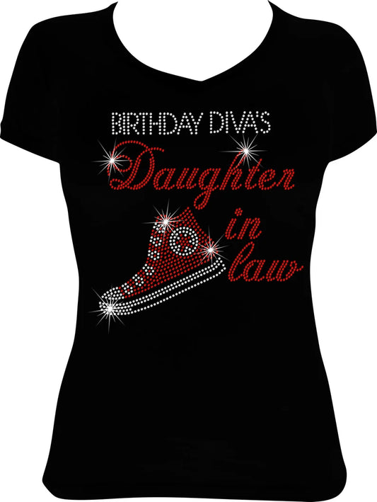 Birthday Diva's Daughter in Law High Top Sneaker Rhinestone Shirt