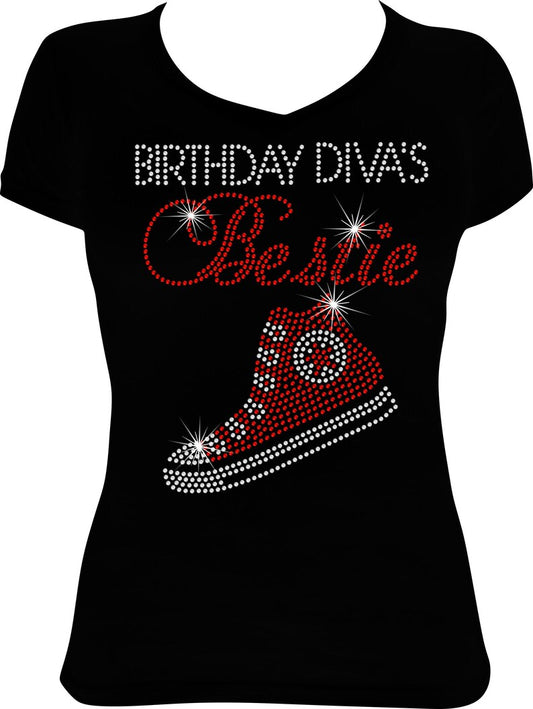 Birthday Diva's Bestie High Top Sneaker Rhinestone Shirt