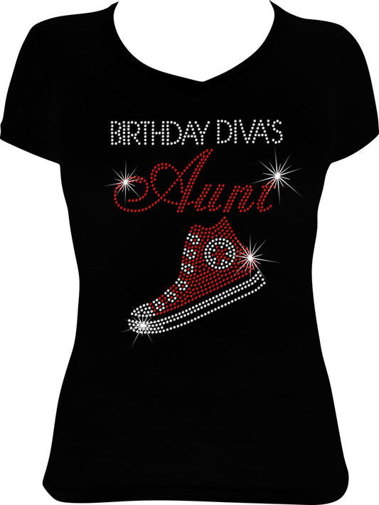 Birthday Diva's Aunt High Top Sneaker Rhinestone Shirt