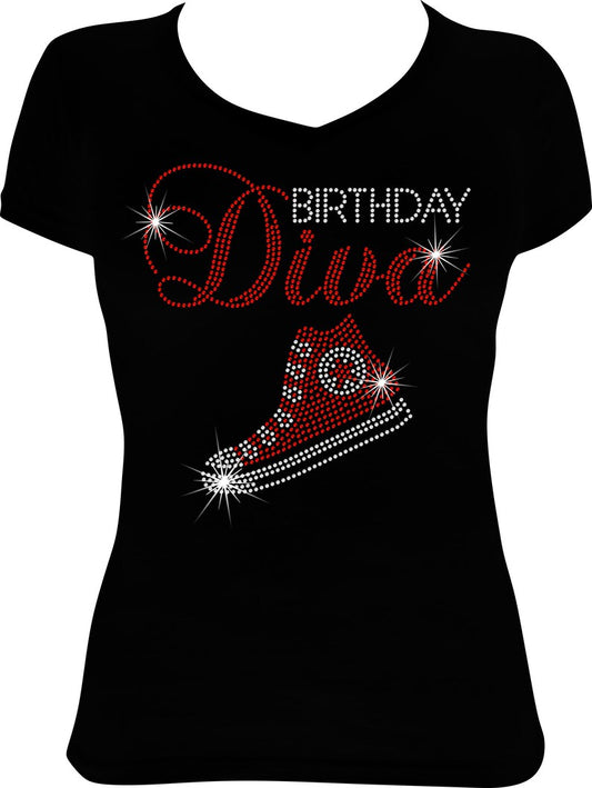 Birthday Diva High Top Sneaker Rhinestone Shirt