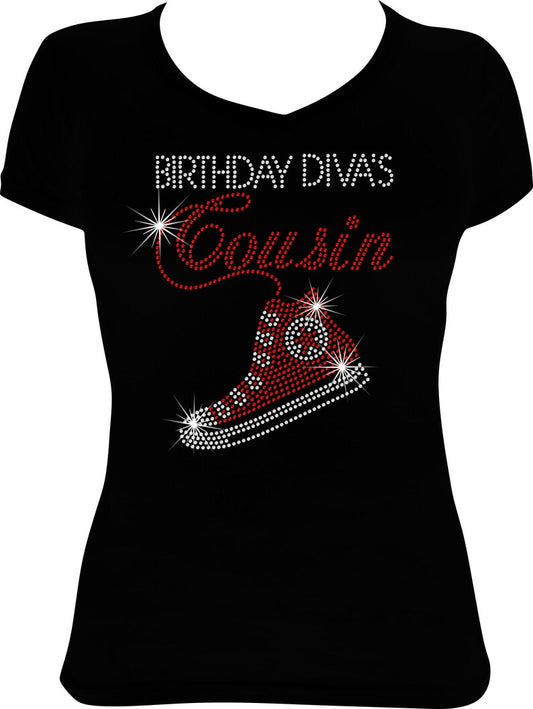 Birthday Diva's Cousin High Top Sneaker Rhinestone Shirt