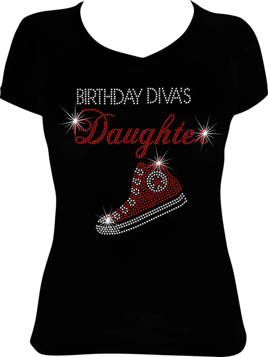 Birthday Diva's Daughter High Top Sneaker Rhinestone Shirt