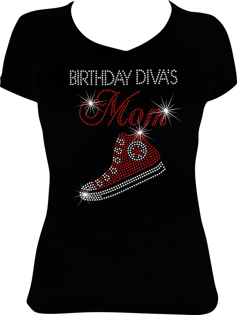 Birthday Diva's Mom High Top Sneaker Rhinestone Shirt