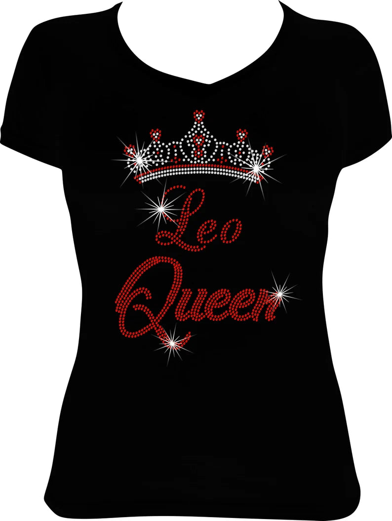 Leo Queen Crown Rhinestone Shirt