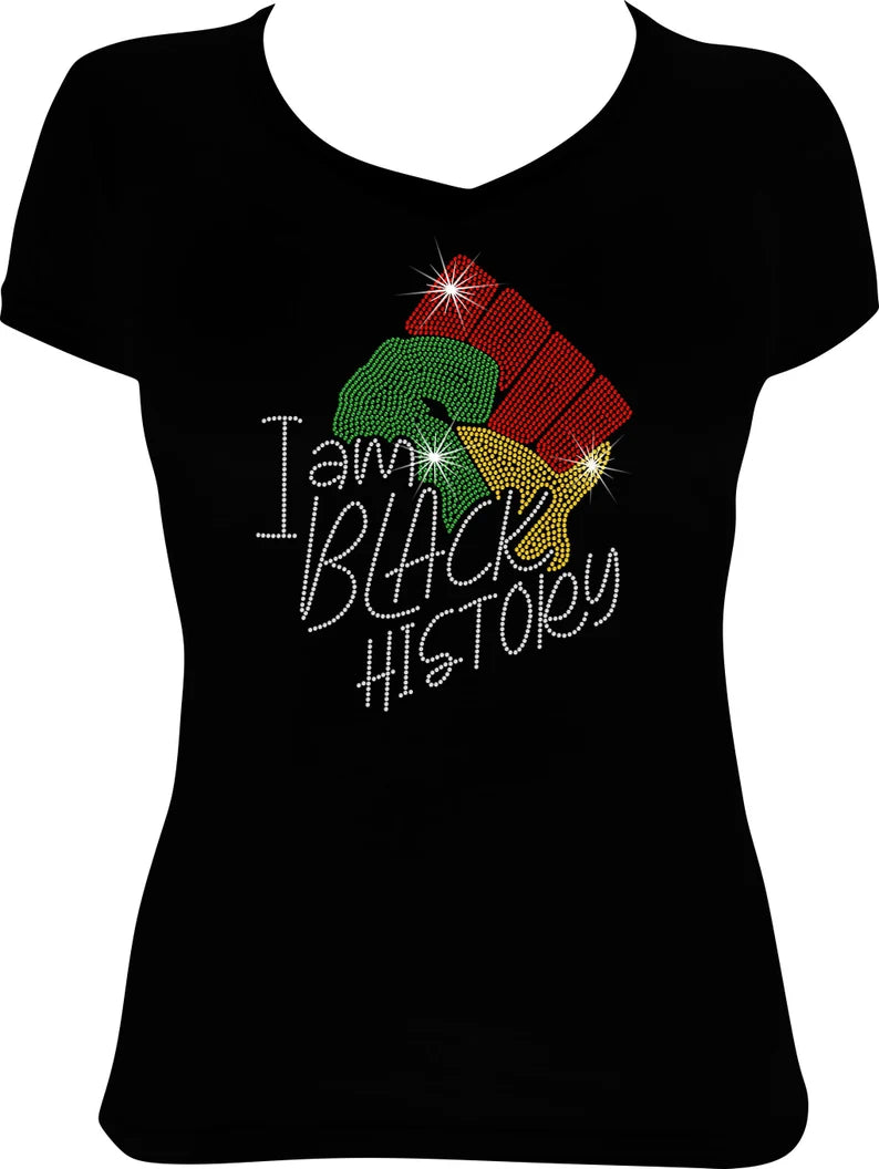 I am Black History Fist Rhinestone Shirt