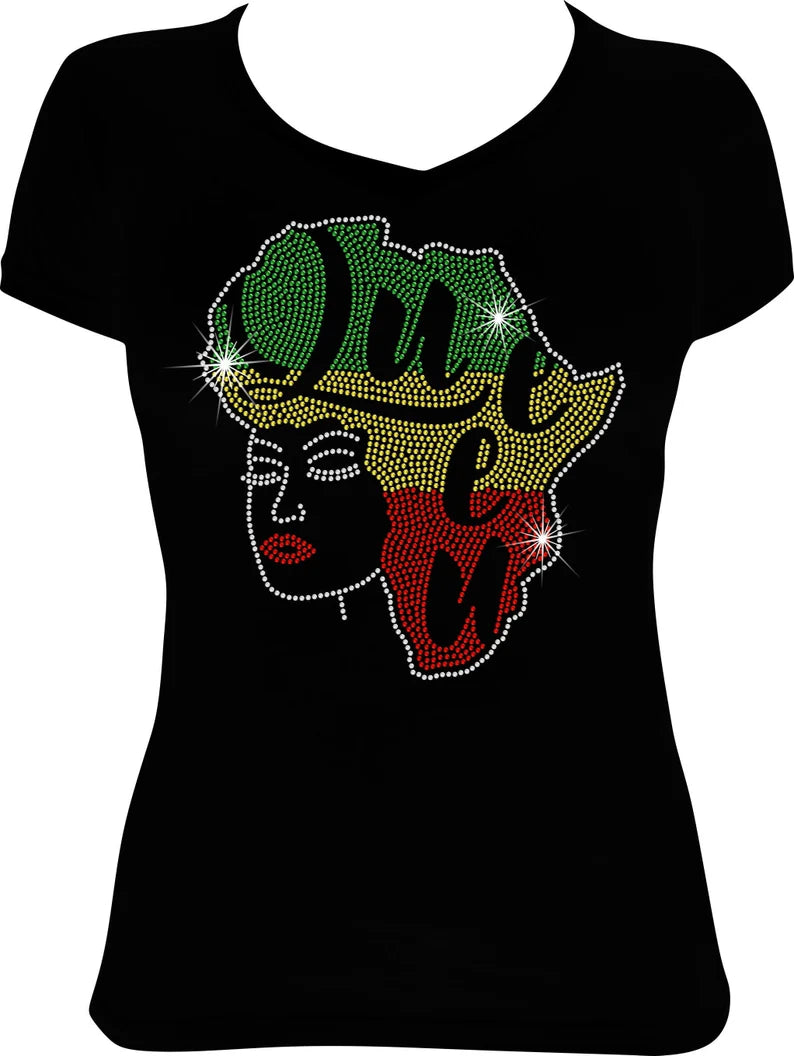 Afro Queen Hair Rhinestone Shirt