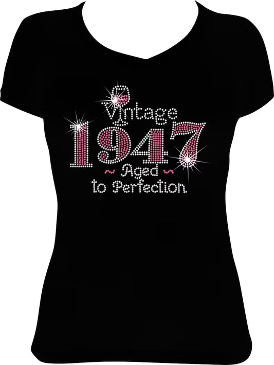 Vintage 1947 Aged to Perfection Rhinestone Shirt