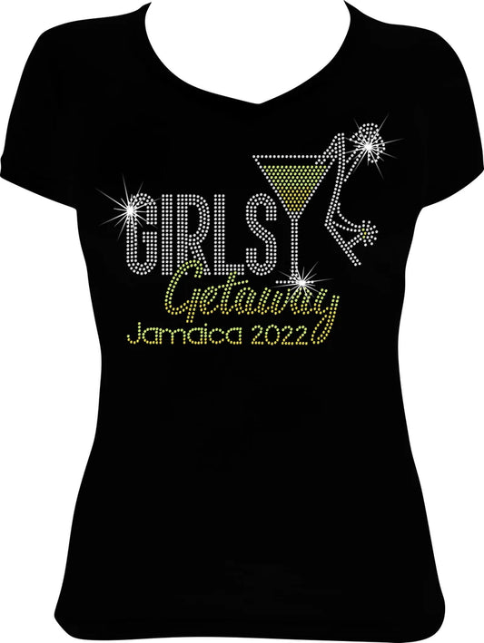 Girls Getaway Jamaica (Any Year) Ombre Rhinestone Shirt