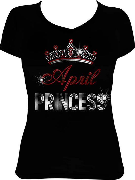 April Princess Crown Rhinestone Shirt