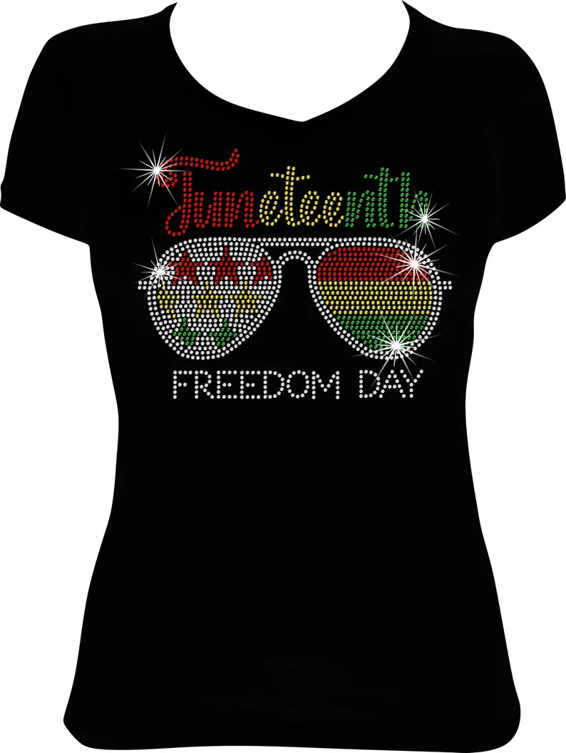Juneteenth Sunglasses Freedom Day Rhinestone Shirt