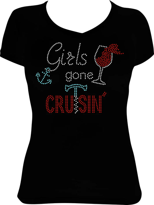 Girls Gone Cruisin' Wine Anchor Rhinestone Shirt