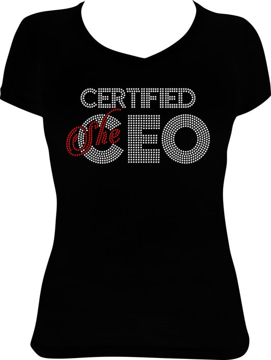 Certified She CEO Rhinestone  Shirt