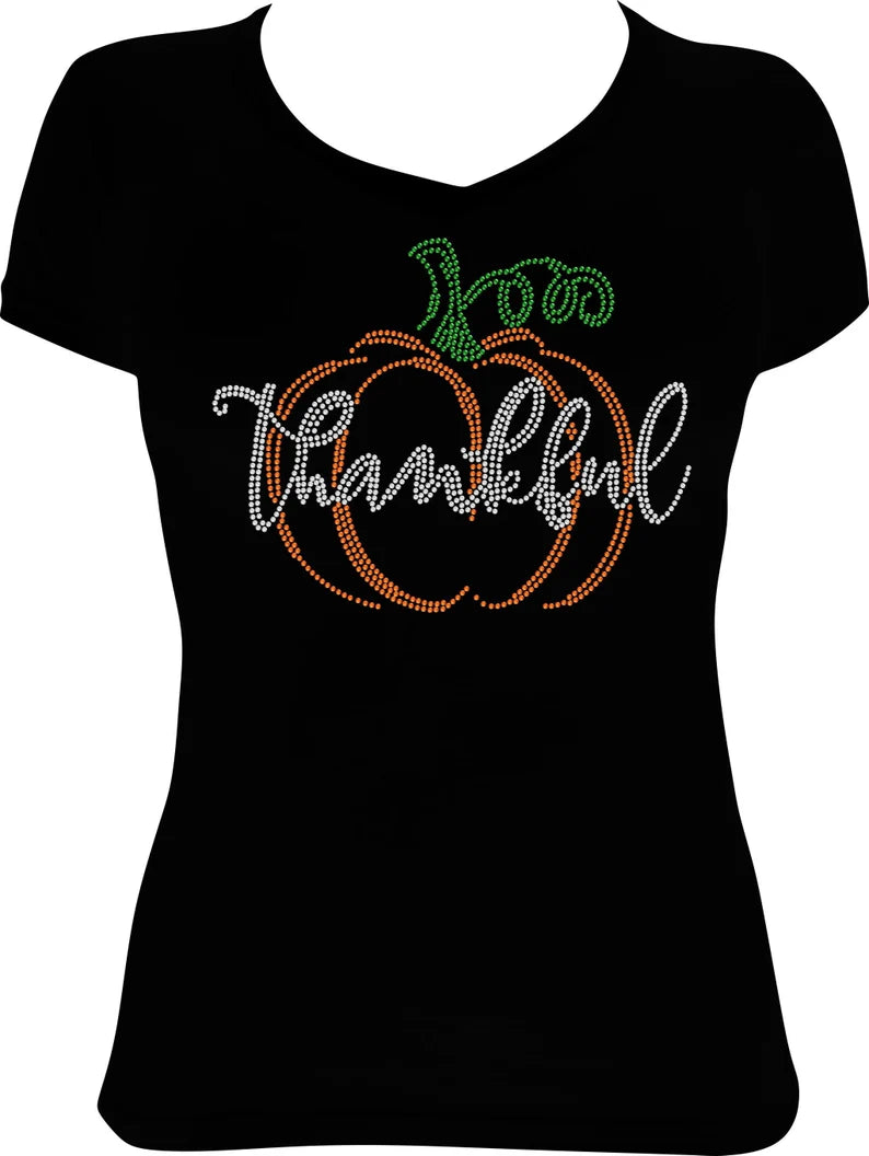 Thankful Pumpkin Rhinestone Shirt