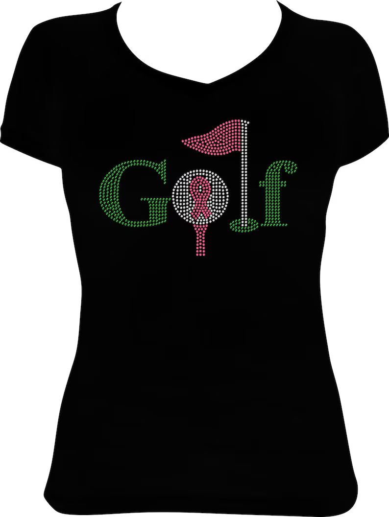 Golf Cancer Flag Rhinestone Shirt