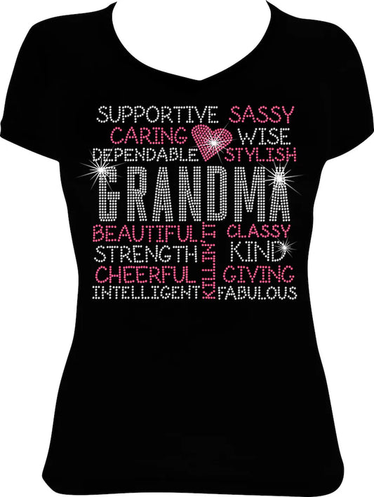 Grandma Words Rhinestone Shirt