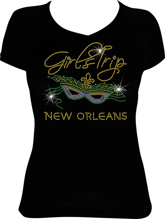 Girls Trip New Orleans Mask Rhinestone Shirt