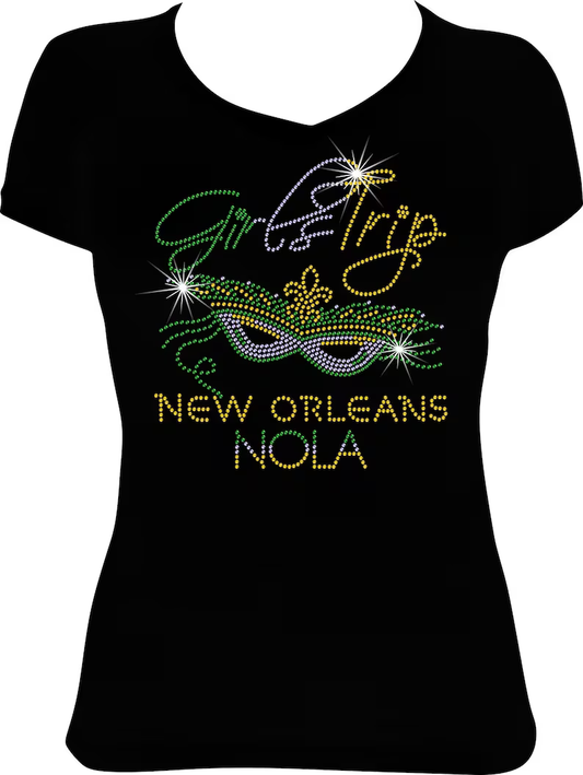 Girls Trip New Orleans NOLA Rhinestone Shirt