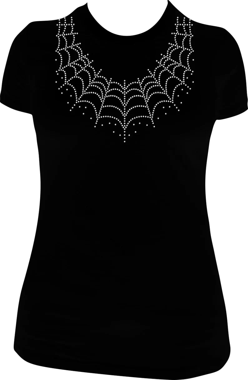 Spider Web Collar Rhinestone Shirt