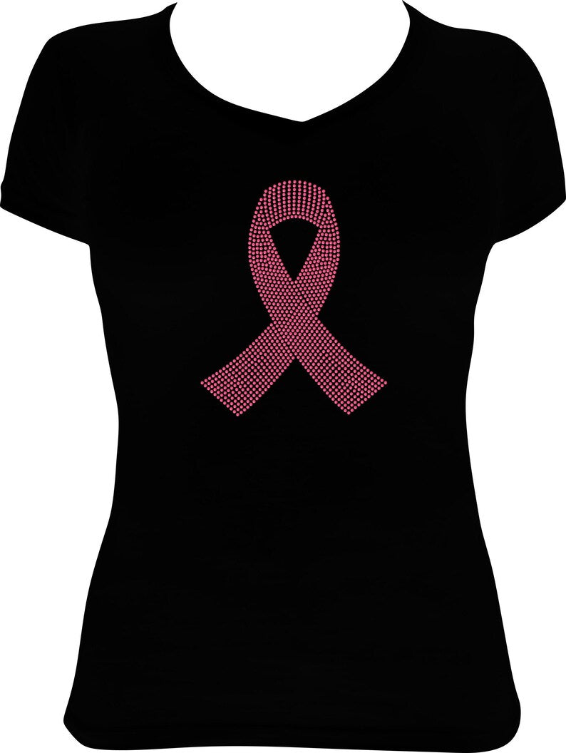 Ribbon Cancer Rhinestone Shirt
