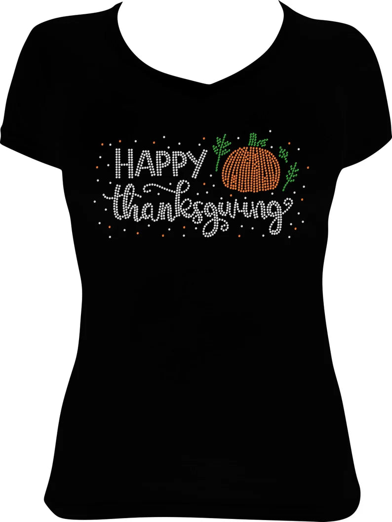 Happy Thanksgiving Pumpkin Rhinestone Shirt
