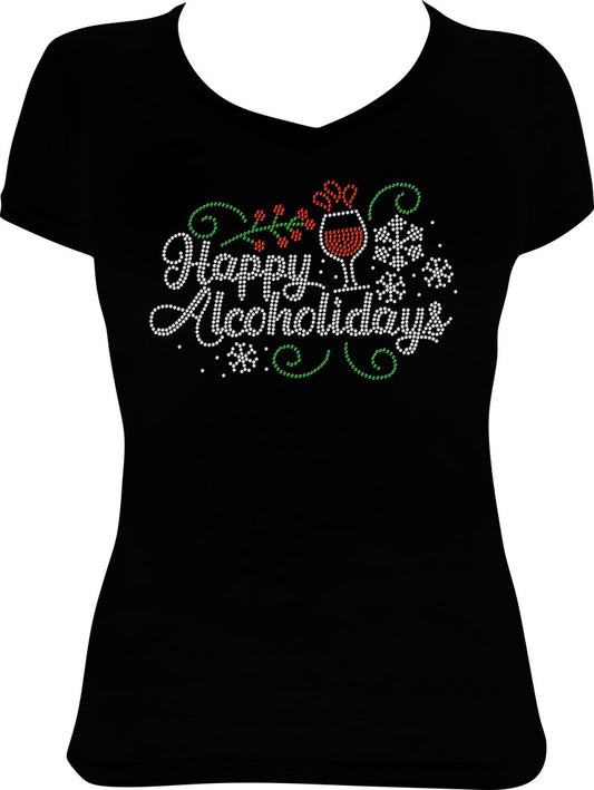 Happy Alcoholidays Rhinestone Shirt