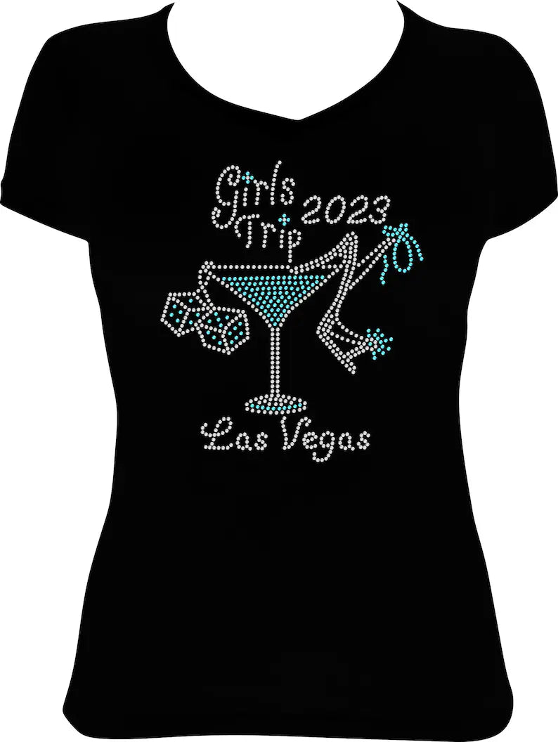 Girls Trip Martini Las Vegas Rhinestone Shirt