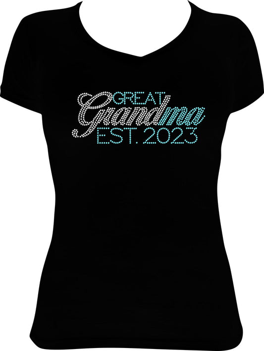 Great Grandma Est. 2023 Rhinestone Shirt